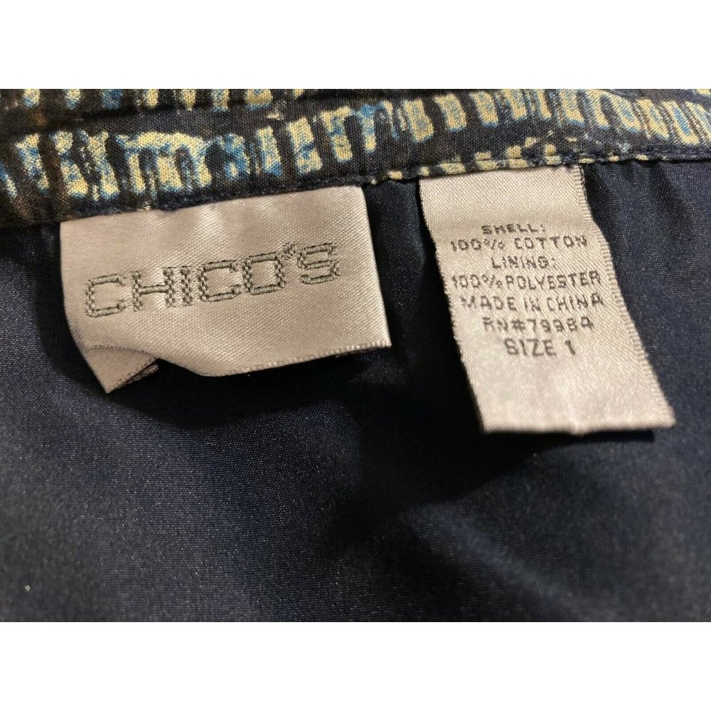 Chicos Long A-Line Skirt Lined Blue Patterned Chicos Size 1 Womens Size M 8 - Picture 5 of 5